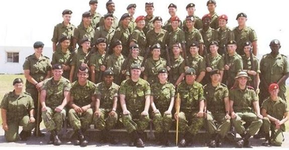 Company A — Cpl. Nathan Cirillo is seated in the front row, third from the left. Directly behind him is Liberty alumna Rebecca Noble. Photo provided