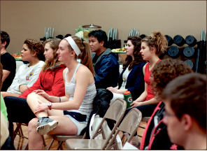 Resolution — Students listen to Robin Quay’s advice on healthy living. Photo credit: Christieanna Apon