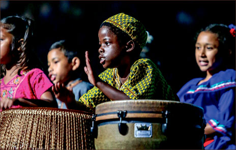 Drumming — Performances during Convocation showcased music from many different cultures around the world. Photo credit: Leah Seavers