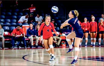 Bump — Freshman DS/L Margaret Latchford bumps the ball in the win over UNC-A. Photo credit: Michela Diddle