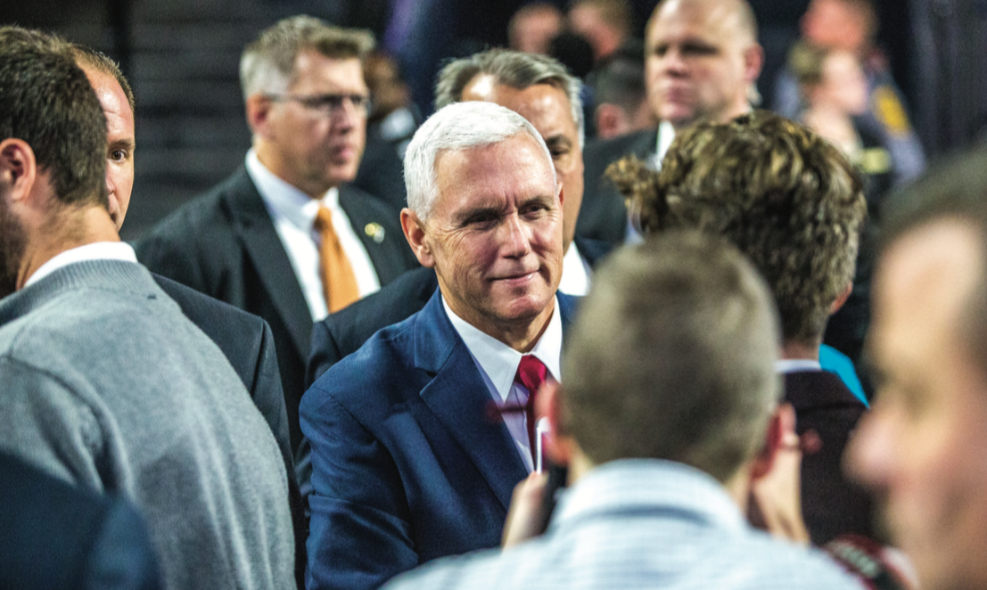 MEET & GREET — Gov. Mike Pence shook hands and met with Liberty students and faculty after his speech at Liberty's Convocation Oct. 12. Photo credit: Michela Diddle