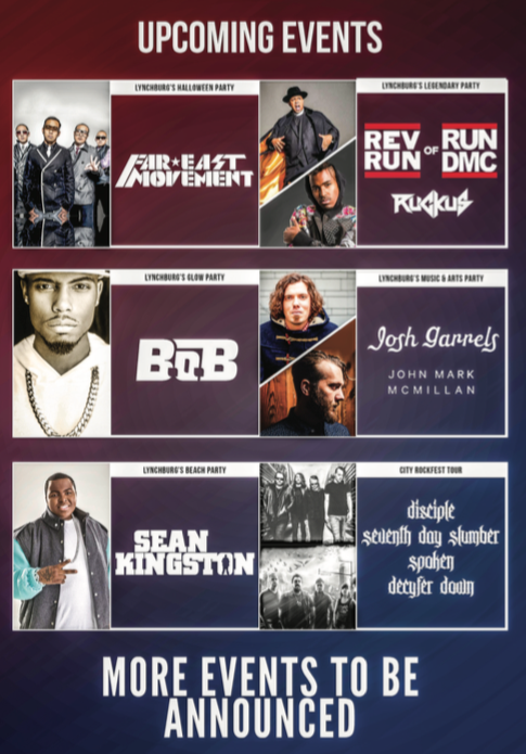 CONCERT — Lynchburg’s Party currently plans to bring over 10 entertainers to Lynchburg. Photo provided