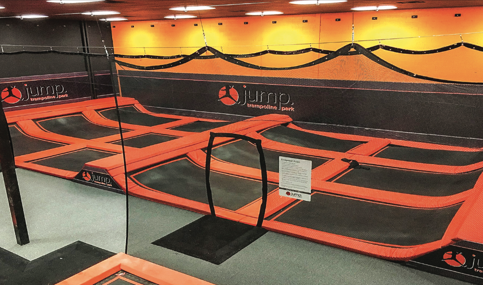 BOUNCE — The new park has angled walls and a large area of connected trampolines. Photo provided.