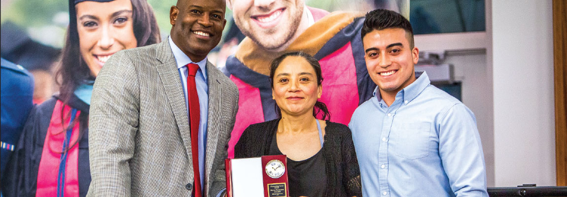 AWARD — Reina Alvarez (middle) was given the Outstanding Parent Award after her son Jesse (right) nominated her. Photo Credit: Kevin Manguiob