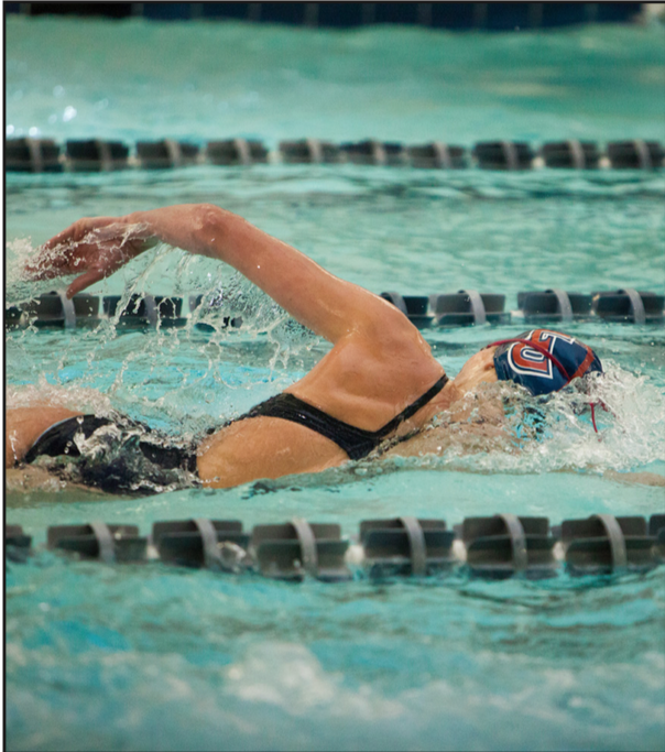 STROKE — The women’s swim team beat Campbell University in the LaHaye Aquatic Center Jan. 20. Photo Credit: Jessie Rogers