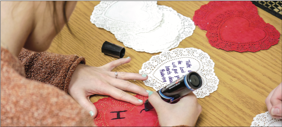 BE MINE, VALENTINE — Professional counselors encouraged students to look at themselves the way that God looks at them and practice self-love on a daily basis. Photo Credit: AlexAndrA Ramey