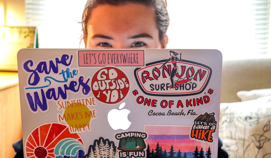 college essay about laptop stickers