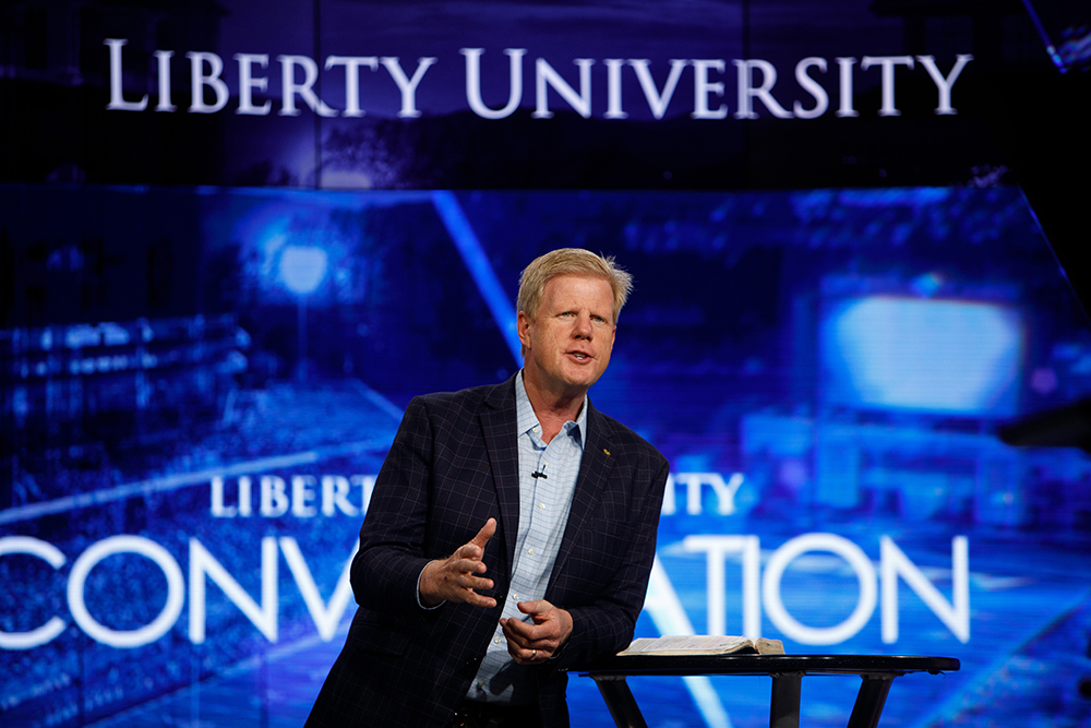 Jonathan Falwell speaks in Liberty University’s first convocation of