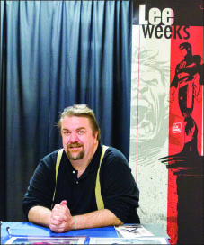 on display — Aspiring artists and comic fans alike gathered Thursday, Sept. 19, to admire the work of experienced artist Lee Weeks. Photo credit: Kyle Erikson