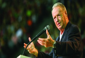 guidance — Bowden shared stories of God’s direction and provision throughout his life and encouraged students to “put God first.” Photo credit: Ruth Bibby