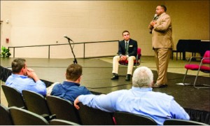 discussion — Dean Anderson answered students questions about the Liberty Way. Photo credit: Lauren Adriance