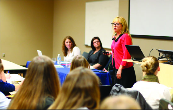 writers — Students listened to a panel of keynote speakers including Kate Shellnutt (seated left) and Suzanne Kuhn (seated right). Photo credit: Courtney Russo