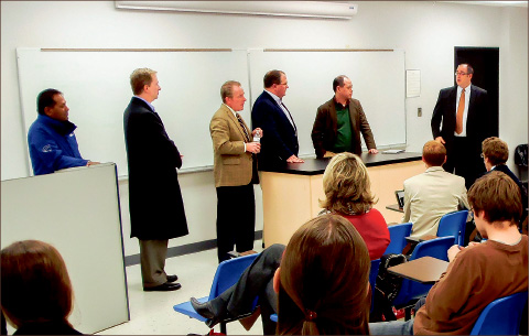 WINDOWS — Microsoft employees answered questions from upper-level business students looking to find a job. Photo provided