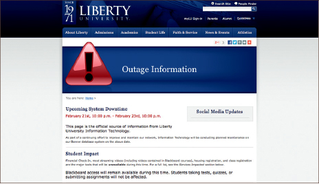 network — Students and faculty are warned that IT is still working on the Blackboard problem. Screen shot