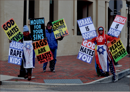 PROTEST — Westboro Baptist Church’s version of an angry, vengeful God does not represent the biblical definition of a God who loves and forgives. Google Images