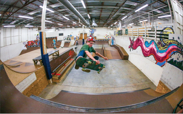 ride — Students and locals can sharpen their skills at the Liberty Mountain Skate Park. Photo credit: Courtney Russo
