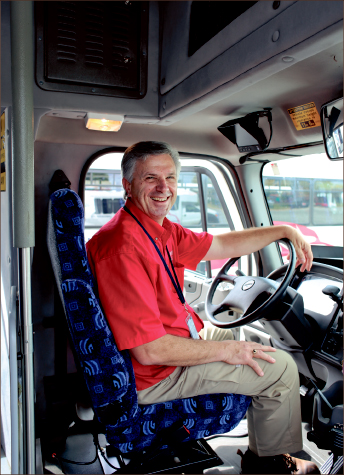 minister — Rick Edwards leaves a lasting impression on the students he drives. Photo credit: Kari Moye
