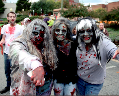 undead — Zombies and other creative costumes invaded downtown Lynchburg over the weekend. Photo credit: Courtney Russo