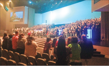 praise — Students from Liberty’s School of Music performed for Thomas Road Baptist Church’s congregation. Photo credit: Kiara Leers