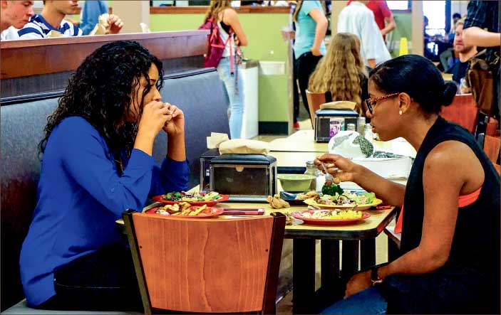 options — Students enjoy eating a variety of different foods at the many dining locations across Liberty’s campus. Photo credit: Kallie Britton