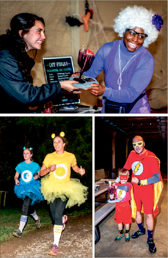 ECCENTRIC Exercise — Runners showed their Halloween spirit by completing the costume 5K trail race at Camp Hydaway. Photo credit: Michela Diddle