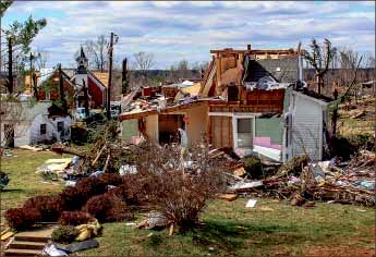 Havoc — The tornado ripped through the Evergreen community in Appomattox. Photo credit: Leah Seavers