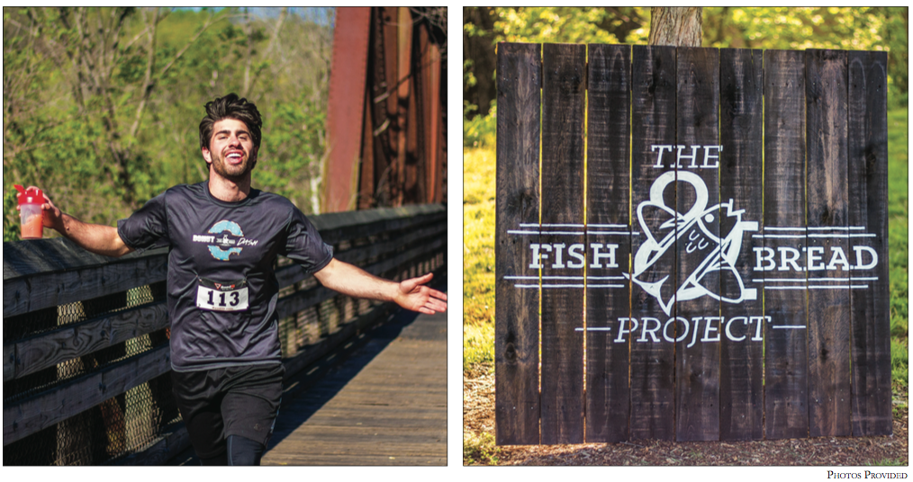 sweet rewards — On the left, Sam Cooper finishes the Fish & Bread 5K. The race raised about $4,000 for a pregnancy center, a sports ministry, and a local basketball team.