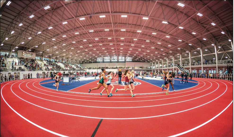 SPRINT — The Flames competed in the new indoor track for the first time this past weekend. Photo Credit: Nathan Spencer