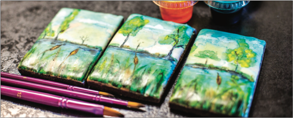 EDIBLE MASTERPIECES — Tarsha Joy used cookies as a canvas, decorating them with edible paints and the skills showcased on Food Network’s 2015 Christmas Cookie Challenge. Photo Credit: Amber Tiller