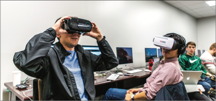 A WHOLE NEW WORLD — There are multiple types of VR headsets that allow users to see, hear and interact with a virtual world by moving their heads. Photo Credit: Michela Diddle