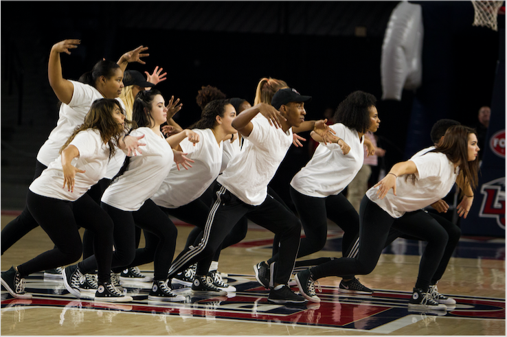 dance it out — The group performs at on-campus events such as basketball games. Photo Credit: Jessie Rogers