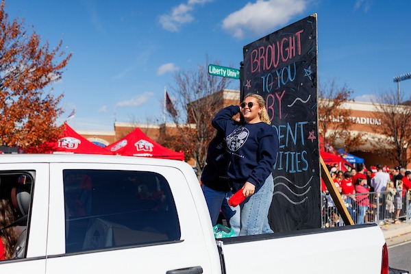 Student Activities participated in the Homecoming Parade. Photo by KJ Jugar Liberty Marketing.
