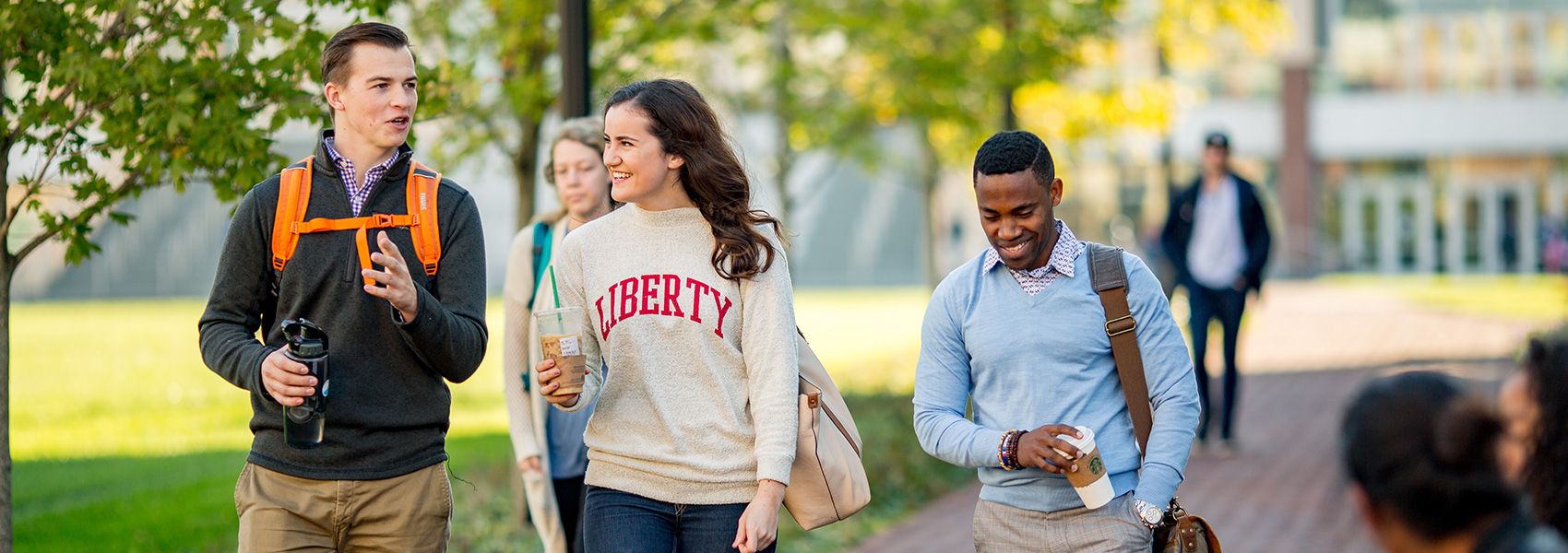 students walking on campus