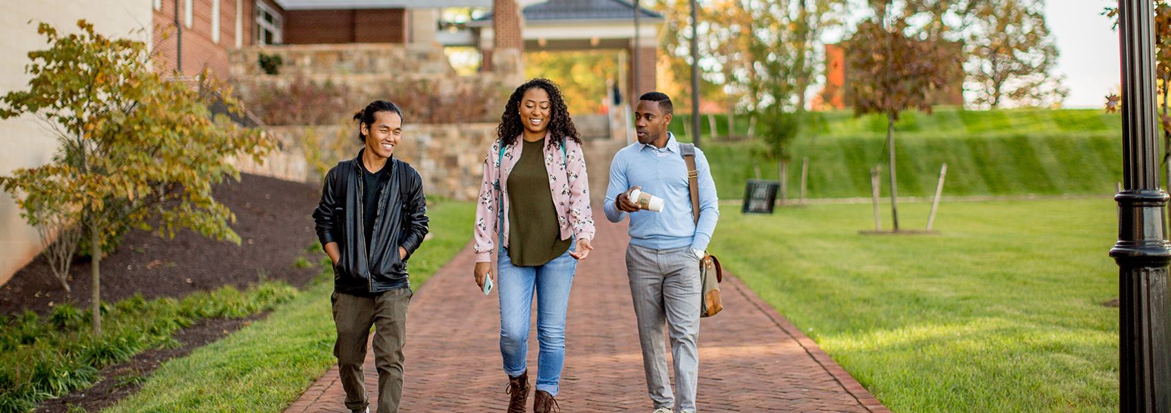 students walking on campus