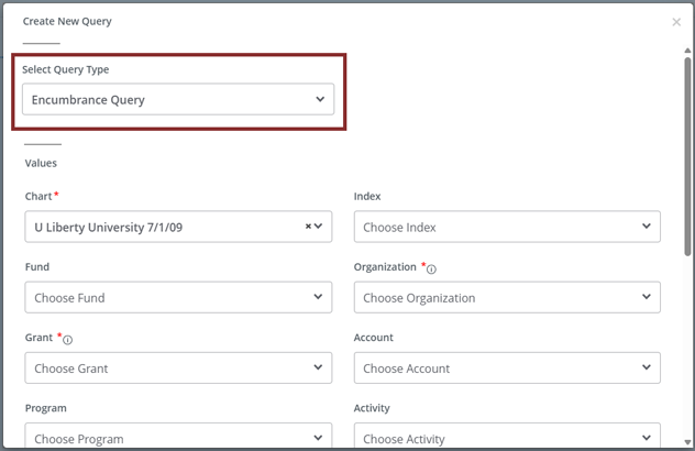 SSB Finance - New Encumbrance Query Screen
