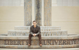 Actor and director Kirk Cameron on Liberty University's campus.