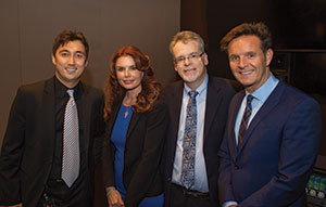 Cinematic arts staff met with Hollywood producers Roma Downey and Mark Burnett during the couple's visit to campus in January.