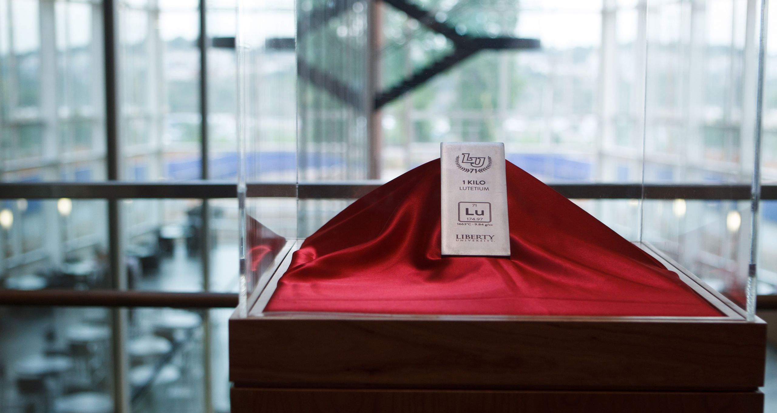 First, President Jerry Falwell described a 1-kilogram bar of Lutetium, a silvery white metal obtained by Director of Purchasing Jamie Hill and engraved with Liberty’s wordmark that will be permanently displayed in the Jerry Falwell Library in honor of the Class of 2014.
