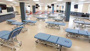 The 5,000-square-foot Osteopathic Manipulative Medicine (OMM) Lab is where students will learn to use their hands to diagnose injury, illness, and to encourage the body's natural ability to heal itself through manipulation.