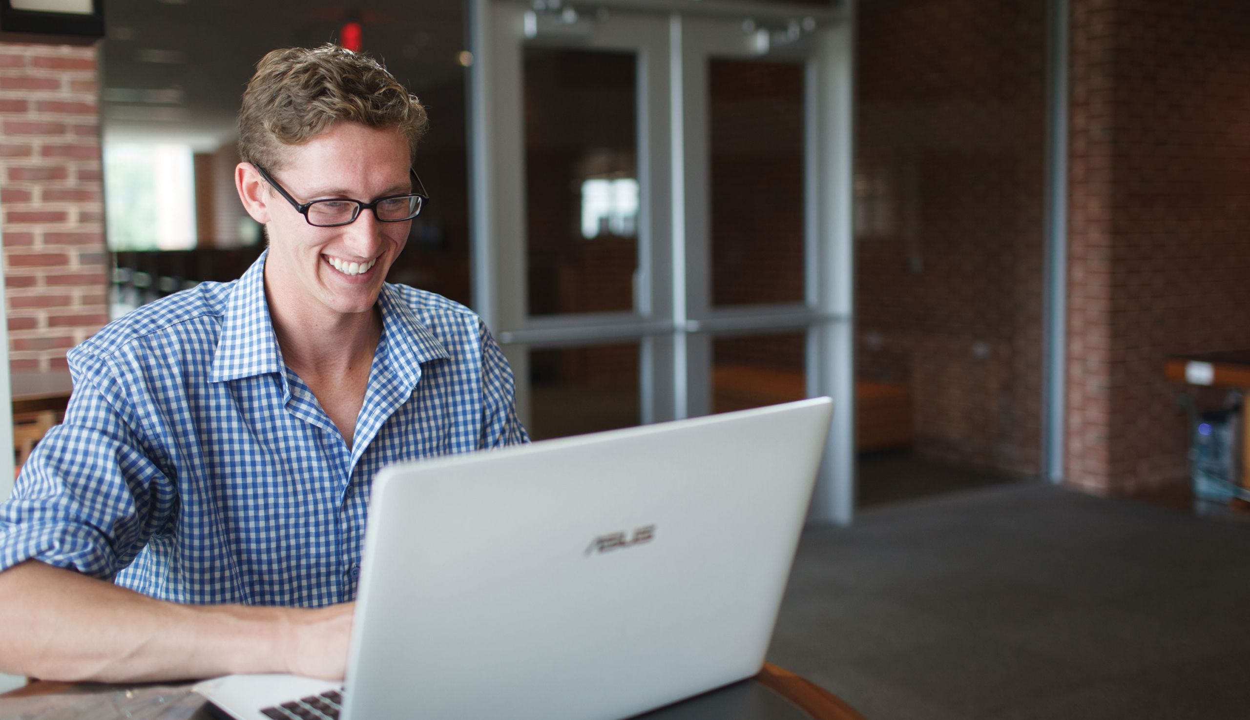 A Liberty University student studies in the Jerry Falwell Library.