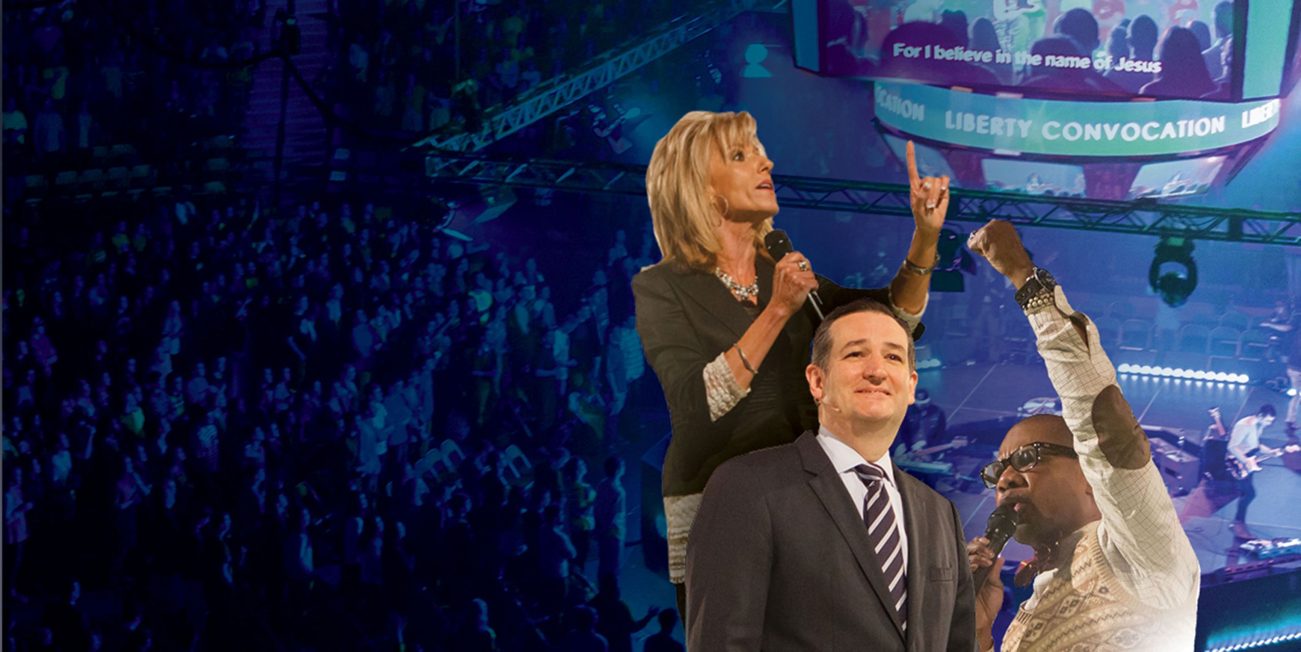 Beth Moore, Ted Cruz, and Kirk Franklin.