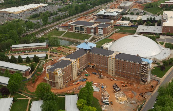Construction continues on the heart of Liberty's campus.