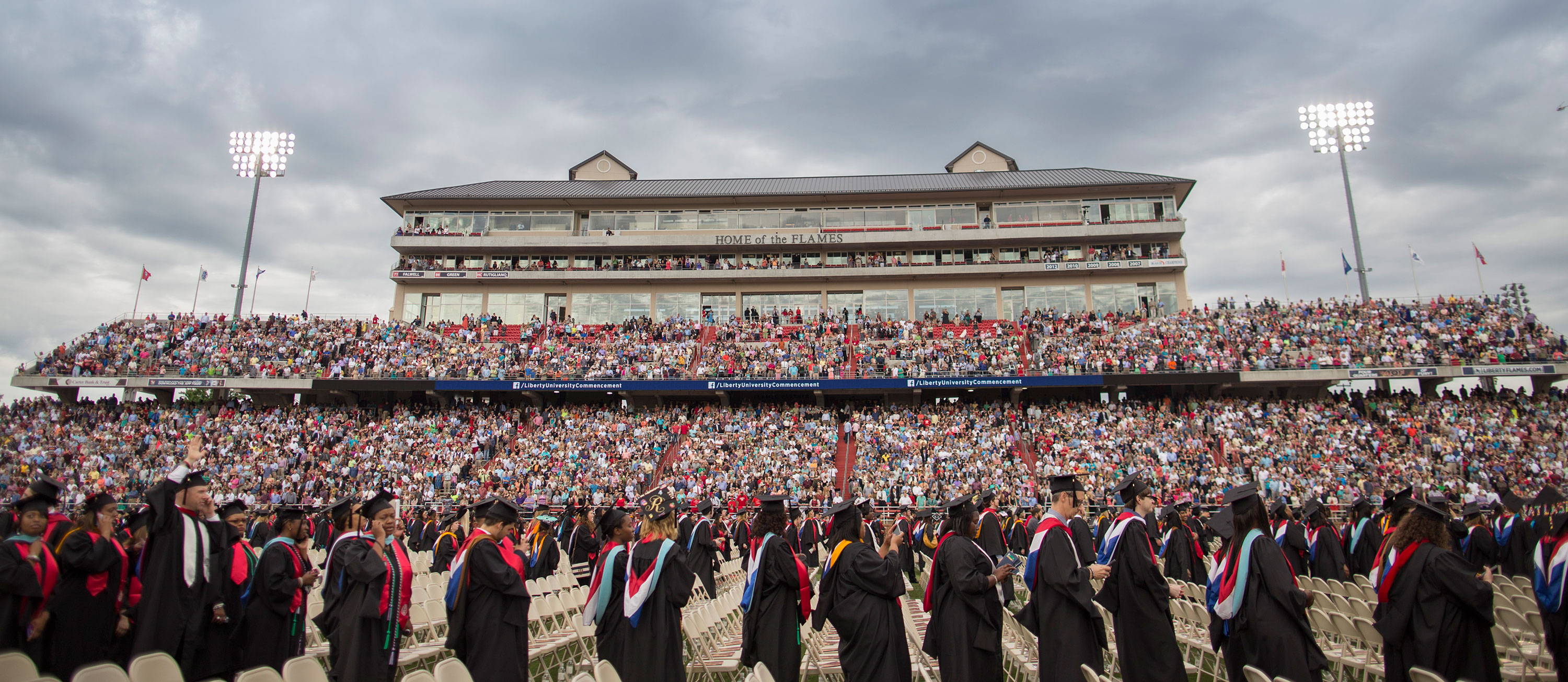 Graduates line up for Liberty's 41st Commencement ceremony.