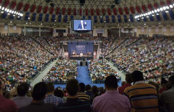 Convocation in Liberty University's Vines Center.