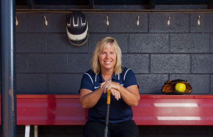 Dot Richardson in Liberty's dugout.
