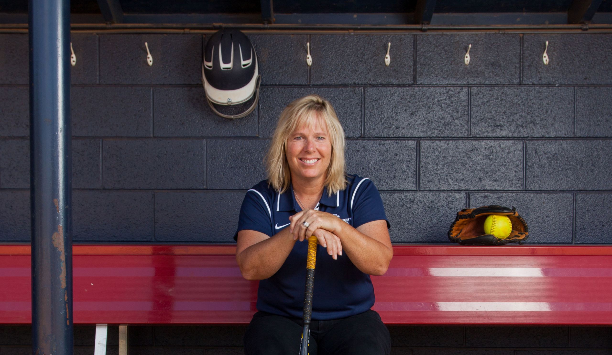 Dot Richardson in Liberty's dugout.