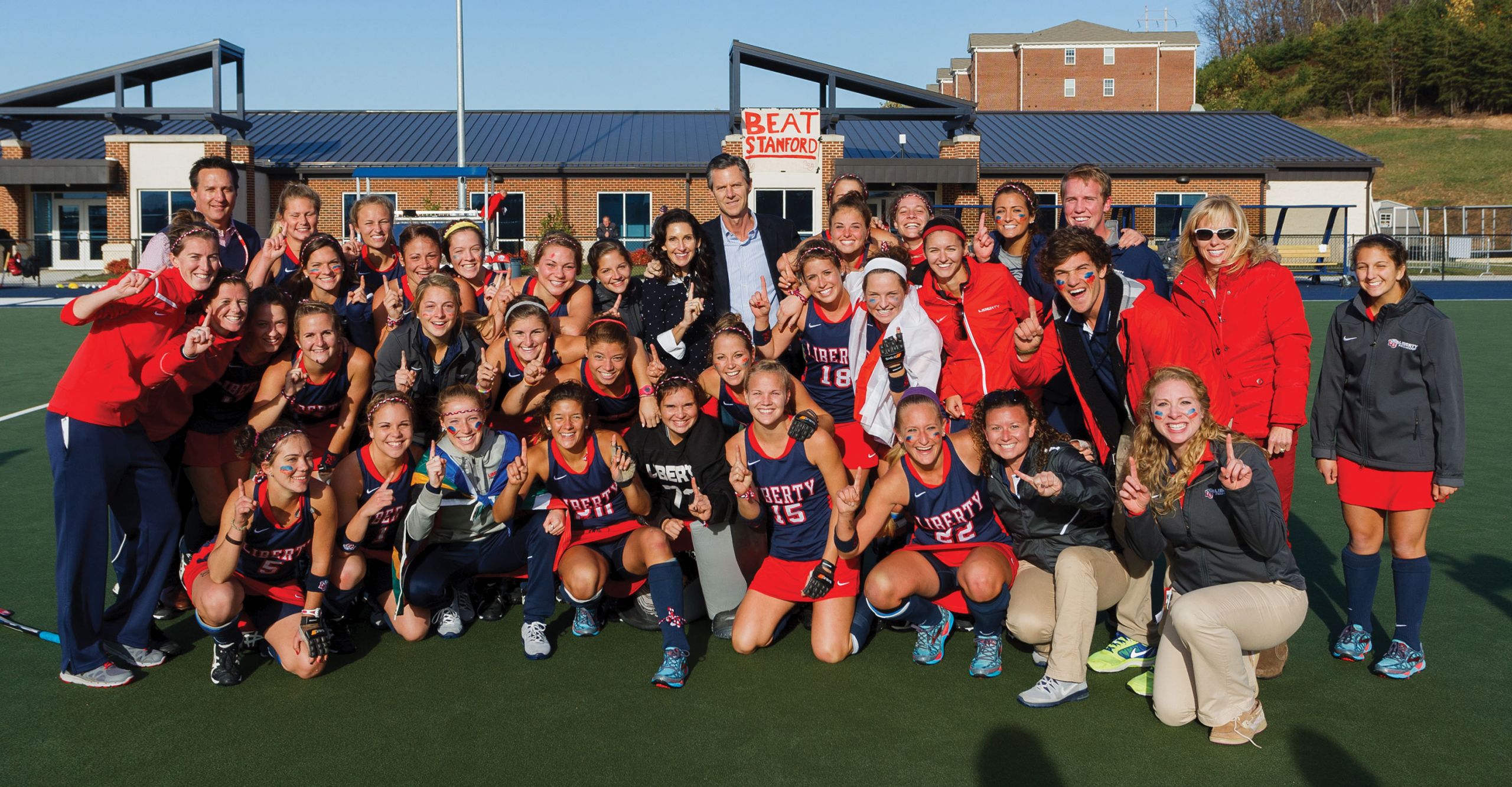 Liberty's Field Hockey team celebrates its first NorPac Championship.