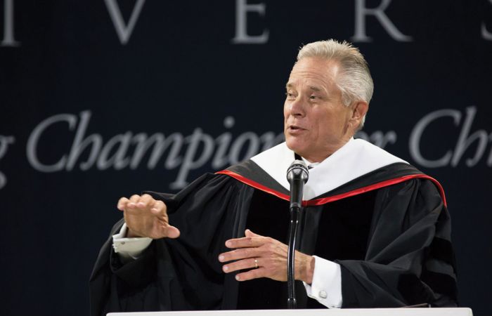 O.S. Hawkins speaks at Liberty University's 42nd Baccalaureate.