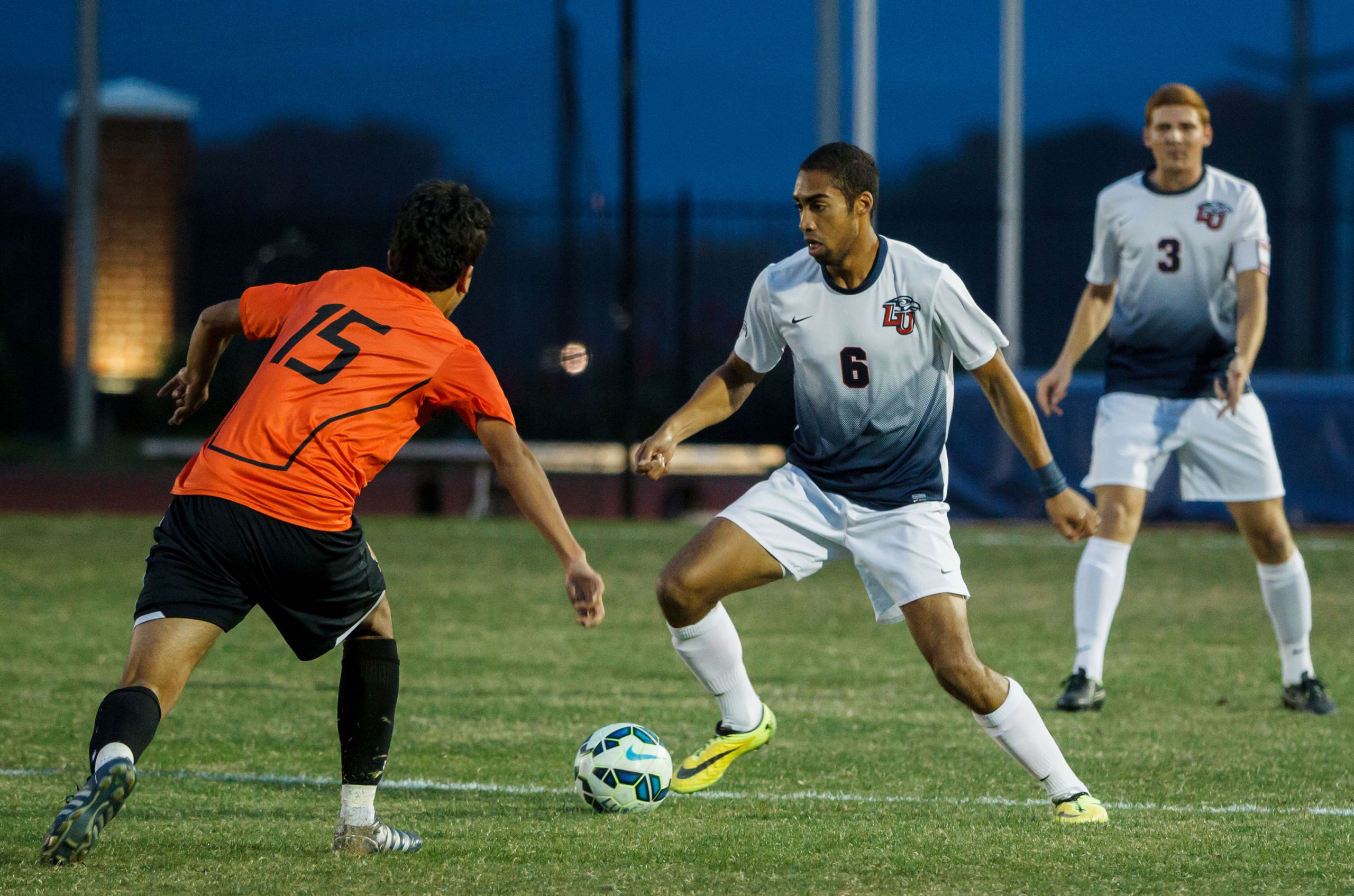 Liberty men's soccer players.