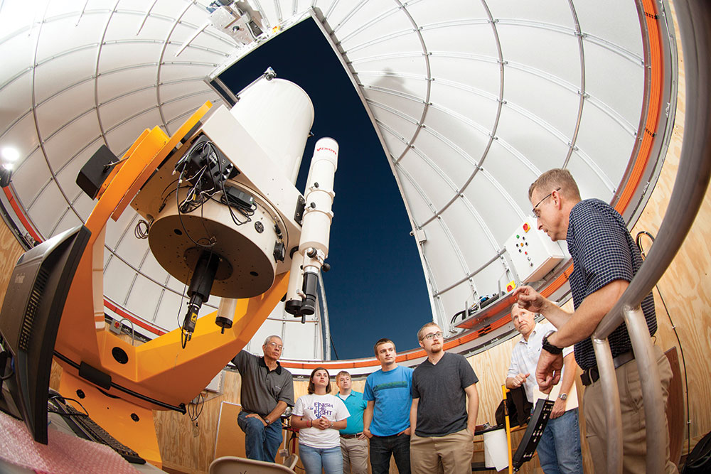 A group at Liberty's Astronomical Observatory.